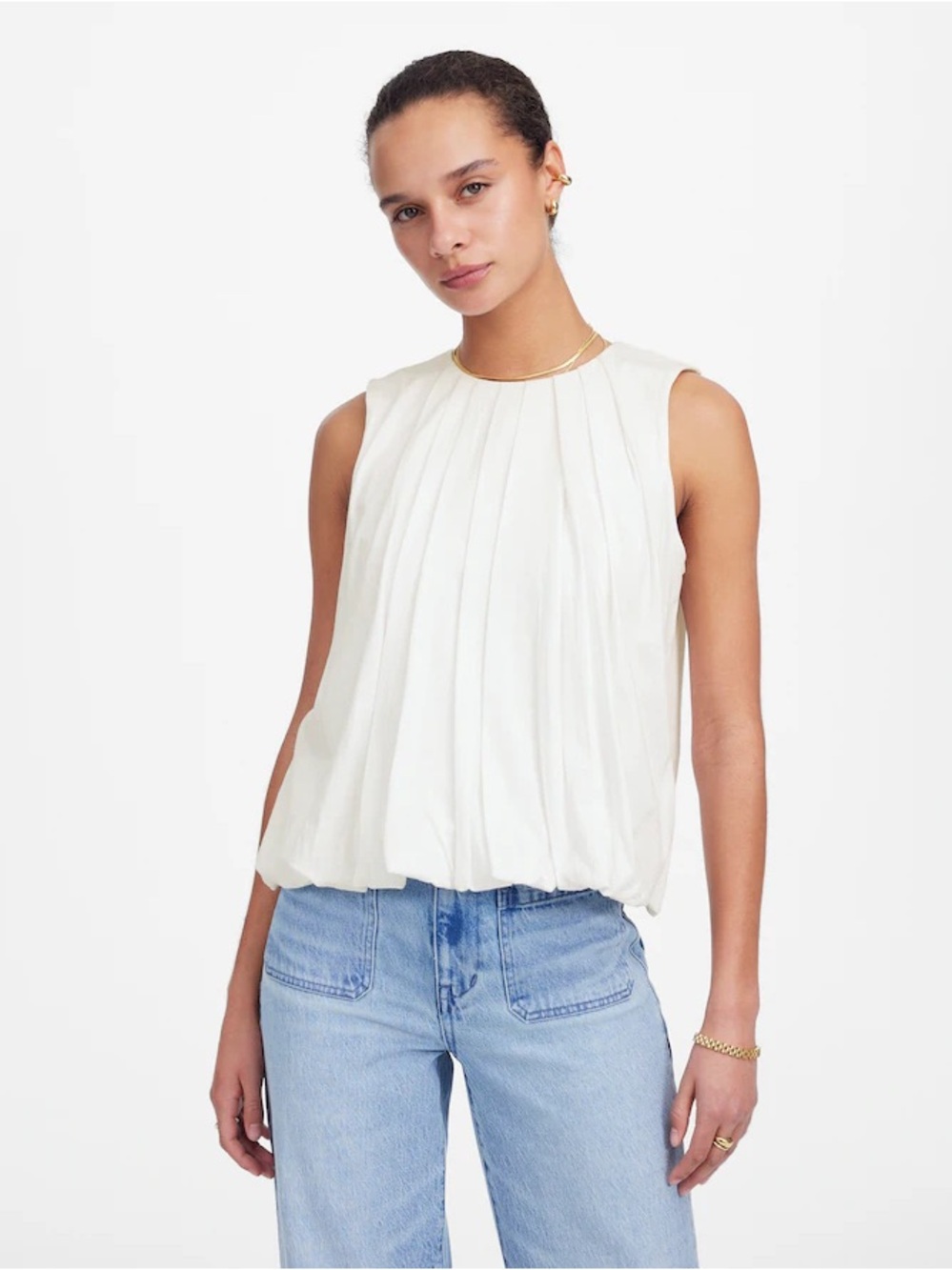 Madewell Sleeveless Crewneck Bubble Top